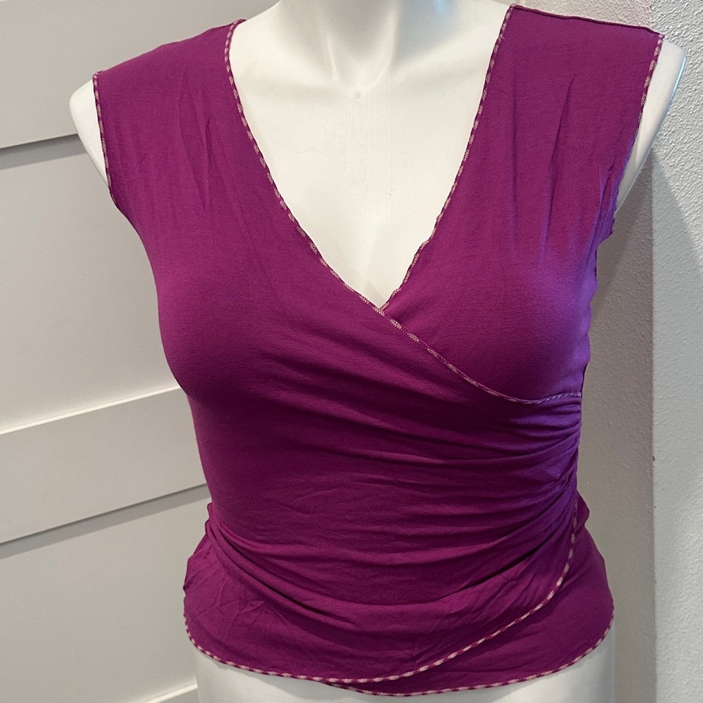 Max Studio Magenta Faux Wrap Top